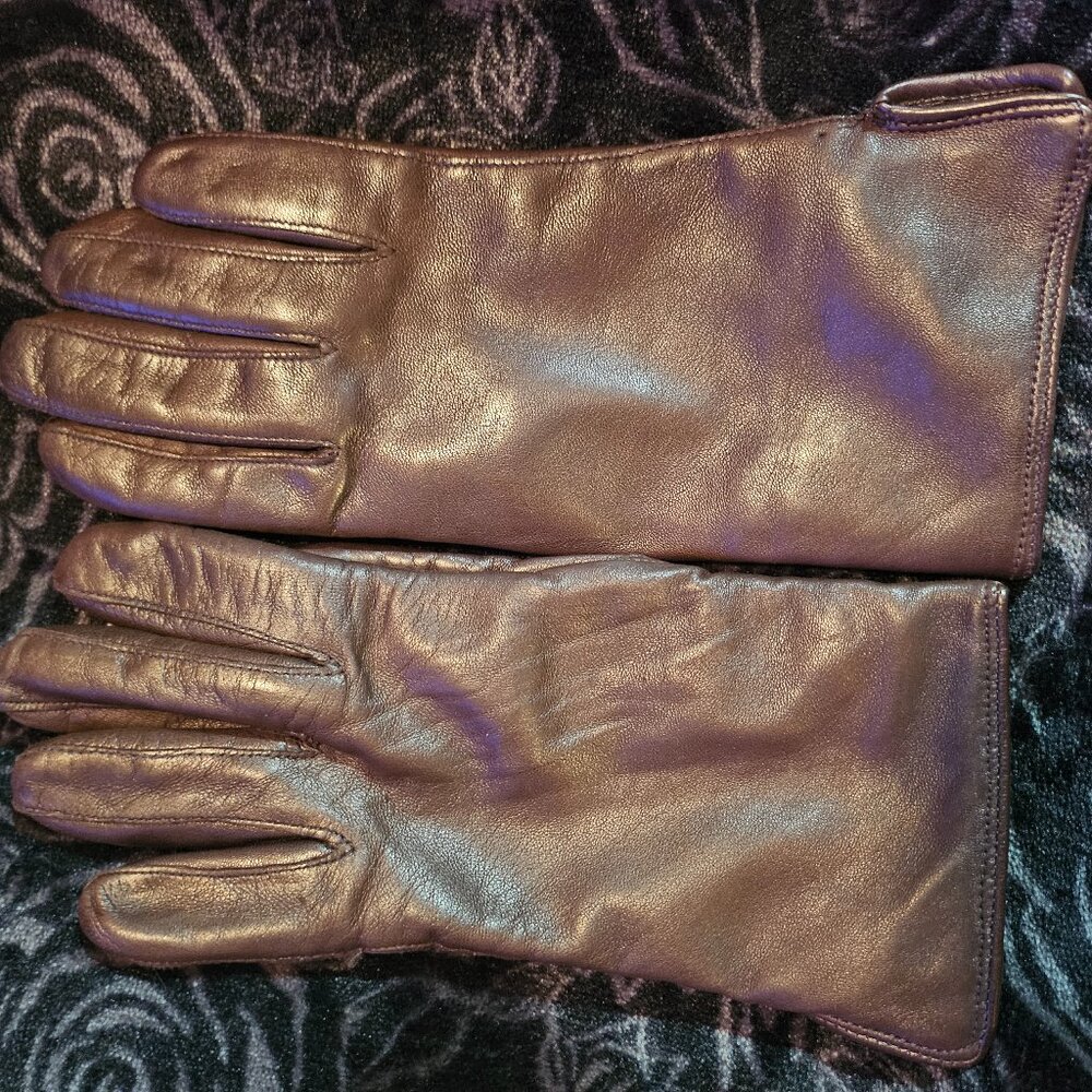 Coach Brown Leather Gloves Size XS